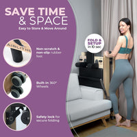 Foldable Wooden Pilates Reformer for Home, 70+ Guided Workouts