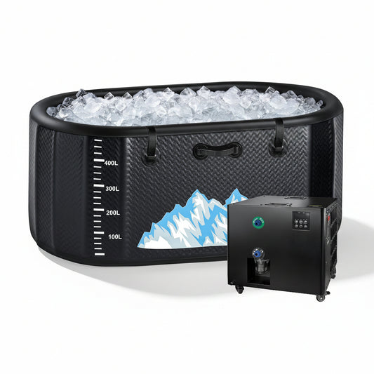 Cold Plunge Tub, 248 Gallon, 1 Horsepower, Heavy-Duty Ice Bath Tub for Athletes with Hot & Cold, Portable Inflatable Plunge Chiller with Water Treatment Kit, Immersion Therapy, Wifi (Black, 1 Set)