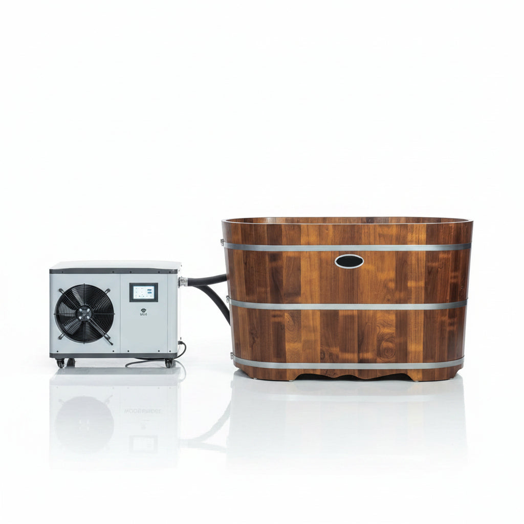 WOODBRIDGE 54" Indoor Cold Plunge Tub W/ 1.3 HP White Chiller – Rapid Cooling & Heating, Ozone Sanitation, Filter Circulation System, Wifi-Enabled & Remote Control via APP, Insulated Tub Cover