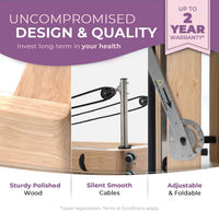 Foldable Wooden Pilates Reformer for Home, 70+ Guided Workouts