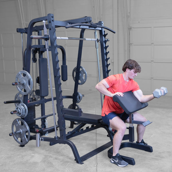 Smith Machine Gym System Engineered for Multi-Station Training, 7° Angled Rails, 210lb Weight Stack, 1000lb Capacity