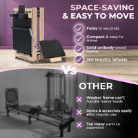 Foldable Wooden Pilates Reformer for Home, 70+ Guided Workouts