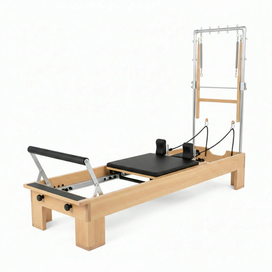 Pilates Reformer Designed for Home Workouts, Foldable Wooden Construction, 70+ Guided Programs, Complete Accessories