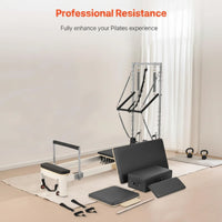 Pilates Reformer Built for Home Studio Use, Foldable Design, 5 Spring Resistance, 400 lb Capacity, Solid Wood