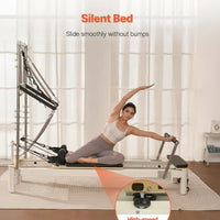 Pilates Reformer Built for Home Studio Use, Foldable Design, 5 Spring Resistance, 400 lb Capacity, Solid Wood